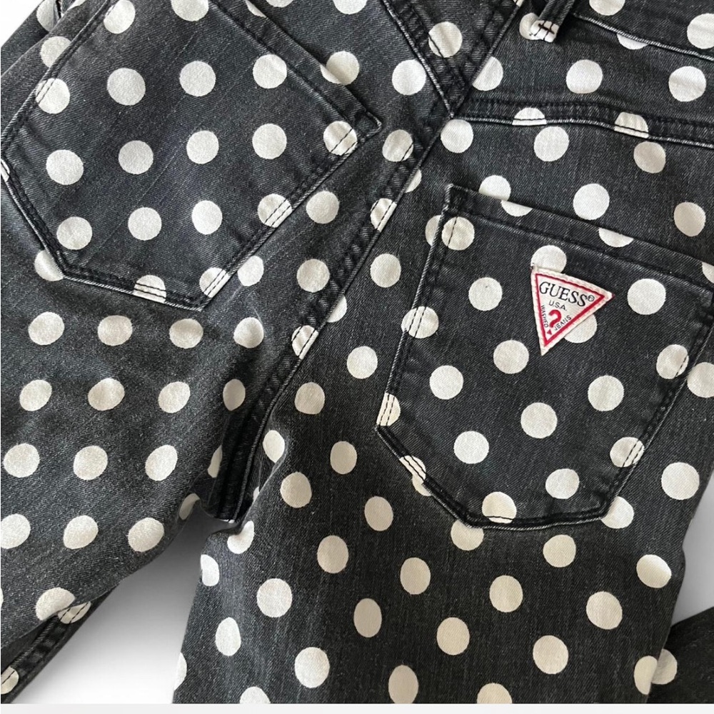 Guess Black and White Polka Dot Denim